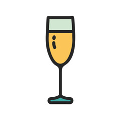 Minimal Champagne Flute Vector. Simple Vector Illustration of Champagne Glass
