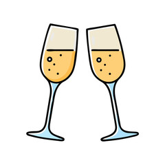 Minimal Champagne Flute Vector. Simple Vector Illustration of Champagne Glass
