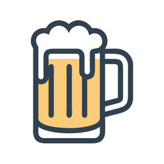 Foamy Beer Mug Vector. Simple Vector Illustration of Overflowing Foamy Beer