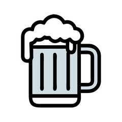 Foamy Beer Mug Vector. Simple Vector Illustration of Overflowing Foamy Beer