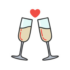 Minimal Champagne Flute Vector. Simple Vector Illustration of Champagne Glass
