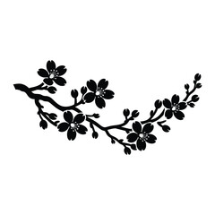 Cherry Blossom Branch Silhouette Art