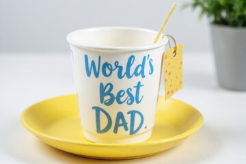 coffee cup with the words worlds best dad written on it
