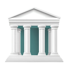 Fototapeta premium Classic White Temple with Columns Isolated on Transparent Background