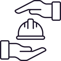 Helmet between Hands Modern Outline Style Icon for Design, Cards, Apps, Social Networks