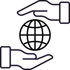 Planet between Hands Isolated Sign for Web Sites, Books, Cards, Apps