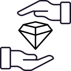 Line Illustration of Diamond between Hands for Graphics, Concept, Apps