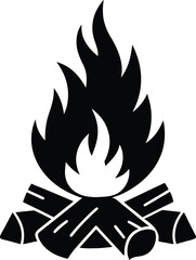 Minimalist Black Bonfire Silhouette with Flames Independence Day Design