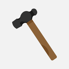 hammer with brown wooden handle vector illustration isolated on white background