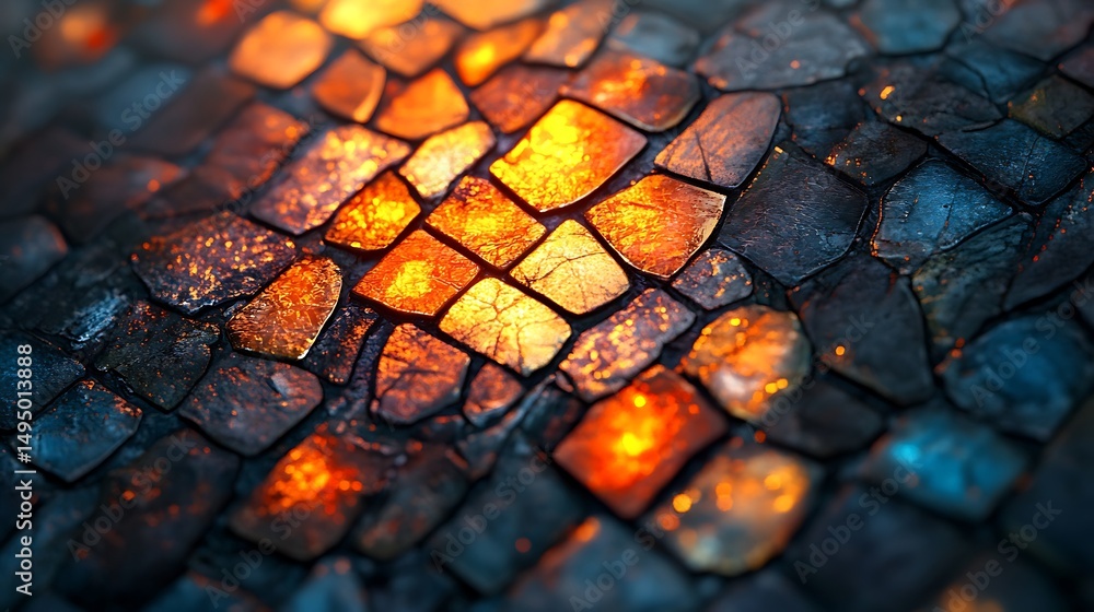Poster abstract textured surface with fiery elements creates a mesmerizing visual effect