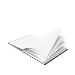 Open Blank Book with Black Cover Isolated on White Background
