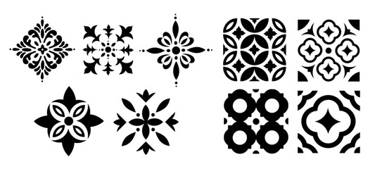 Mediterranean ornaments vector set. Isolated pattern elements