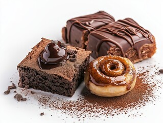 A macro-style close-up of the desserts showing rich detail.