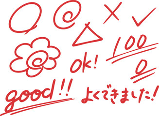 赤ペンで書いたような丸付けセット