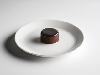 A single elegant dessert centered on a white plate with no extra elements. 