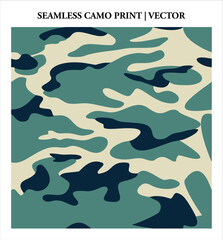 Seamless Camo Vector Artwork Navy Green Ferozi Shades