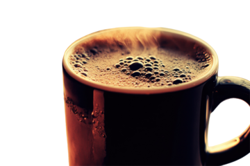 Hot coffee steaming in mug