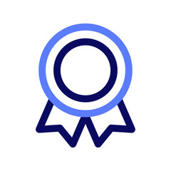 Approval check medal icon. Certified medal. Quality Badge. Quality assurance, approval, best. Award symbol your website design, logo, app, UI. Business style in blue colors. Vector linear illustration