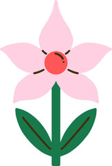 Pink Flower with Green Leaves, Floral Concept