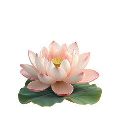 Lotus flower with leaf isolated on a transparent background, in a PNG format