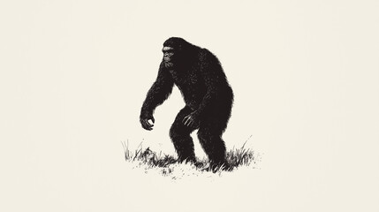 Fototapeta premium Detailed Artistic Illustration of a Bigfoot Cryptid in Natural Habitat