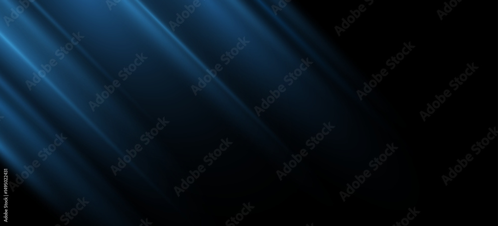 Poster blue beams effect isolated on black background. abstract dropping rays or gleam backdrop. vector ill