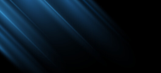 Blue beams effect isolated on black background. Abstract dropping rays or gleam backdrop. Vector illustration