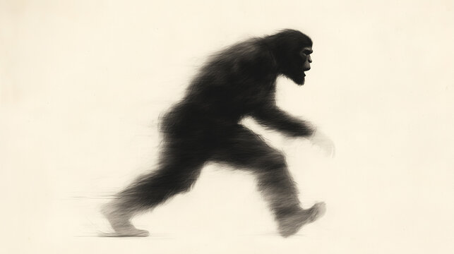 Artistic Depiction of Bigfoot in Motion with Unique Textural Detail
