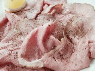 English roast beef slices on a plate