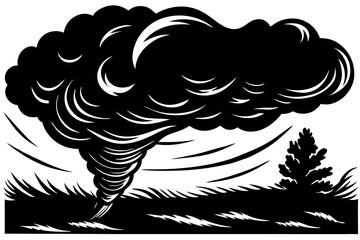 Fototapeta premium dark sky with swirling tornado clouds vector illustration