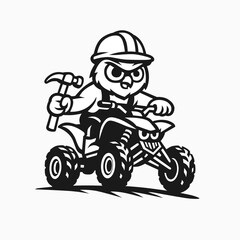 owl atv rider cartoon illustration © nine