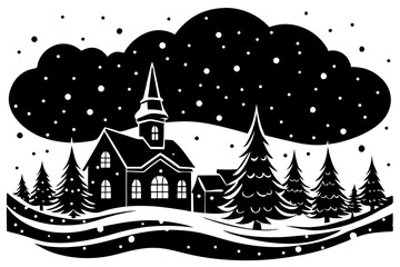 vector snowstorm over christmas town vector illustration