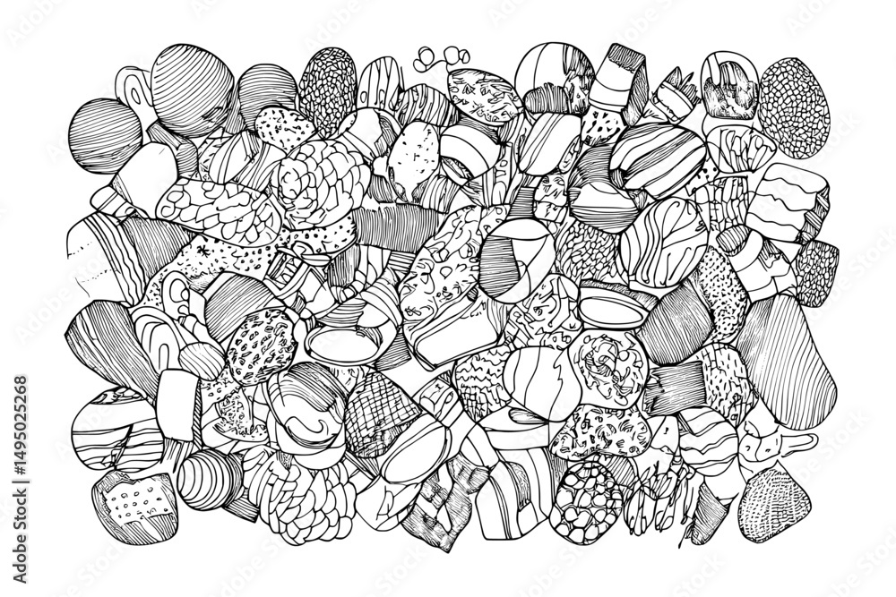 Aufkleber hand drawing is utilized to create modern texture, scribble marker, and ink patterns