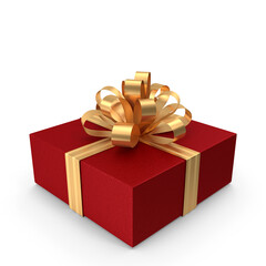 Christmas gift box with ribbon isolated on transparent background