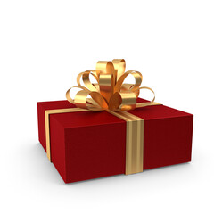 Christmas gift box with ribbon isolated on transparent background