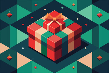 red and green themed christmas gift pattern vector illustration