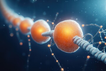 Neural pathway, glowing cells