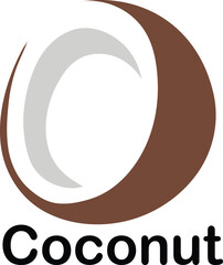 Coconut vector silhouette design,  Logo type, Coconut icon silhouette ,