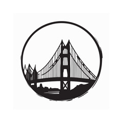 City architecture suspension bridge silhouette logo vector