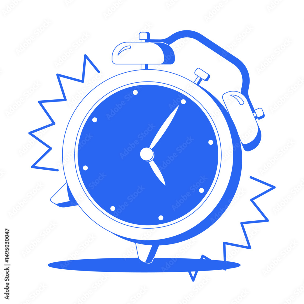 Poster ringing alarm clock line onboarding ui illustration. time management. urgency, reminder, scheduling.