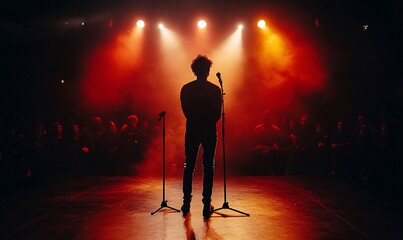 Person on stage giving presentation