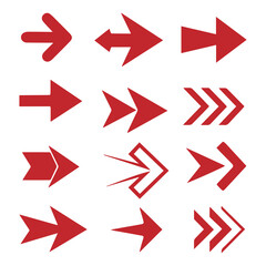 set of vector red arrows