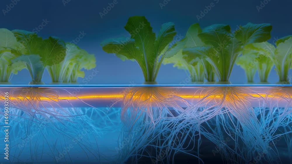 Aufkleber a closeup view of a hydroponic system showing roots submerged in nutrientrich water while sensors mo