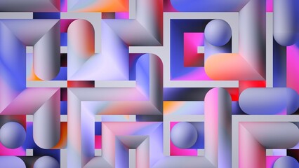 abstract geometric background of multicolored tubes, 3d rendering