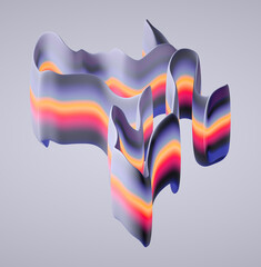 abstract multicolored serpentine ribbon isolated on neutral background, simple modern object, 3d render