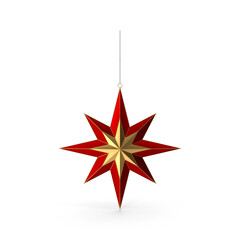 Fototapeta premium Open Christmas toy star ornament isolated on transparent background