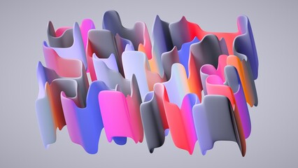 abstract background of multicolored maze structure, modern wallpaper, 3d render