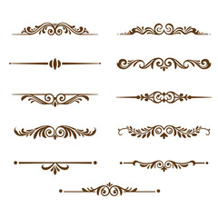 Elegant vintage ornament dividers set vector illustration elements isolated on white background