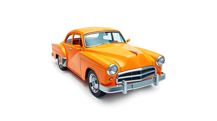 Vintage yellow  car in a studio setting on a white background