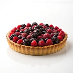 Luscious berry pie packed with fresh berries and a flaky crust set against a high contrast background for visual impact